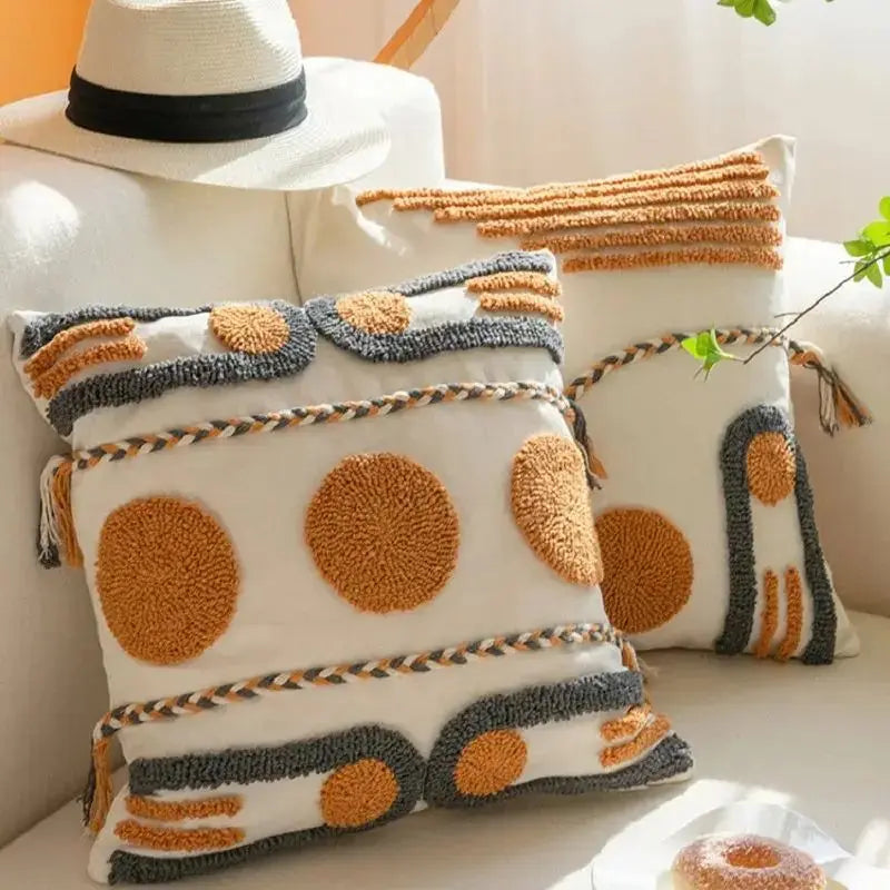 Capa de Almofada Decorativa Estilo Boêmio Bordada 45x45cm Casamarella