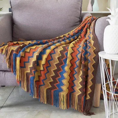 Cobertor Boho Asteca com Estampas Geométricas