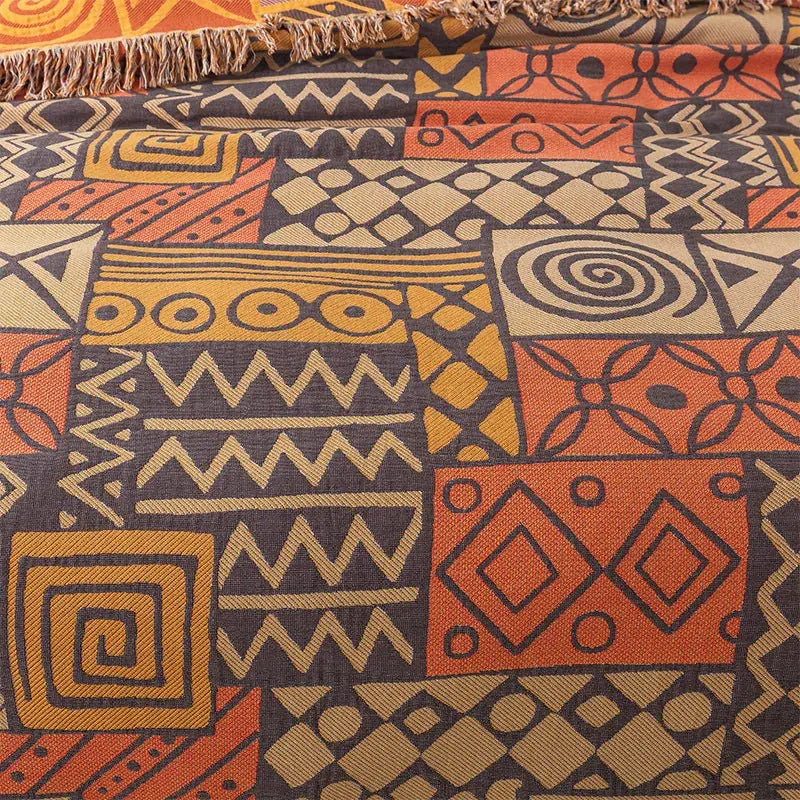 Cobertor Boho Étnico com Estampa Geométrica