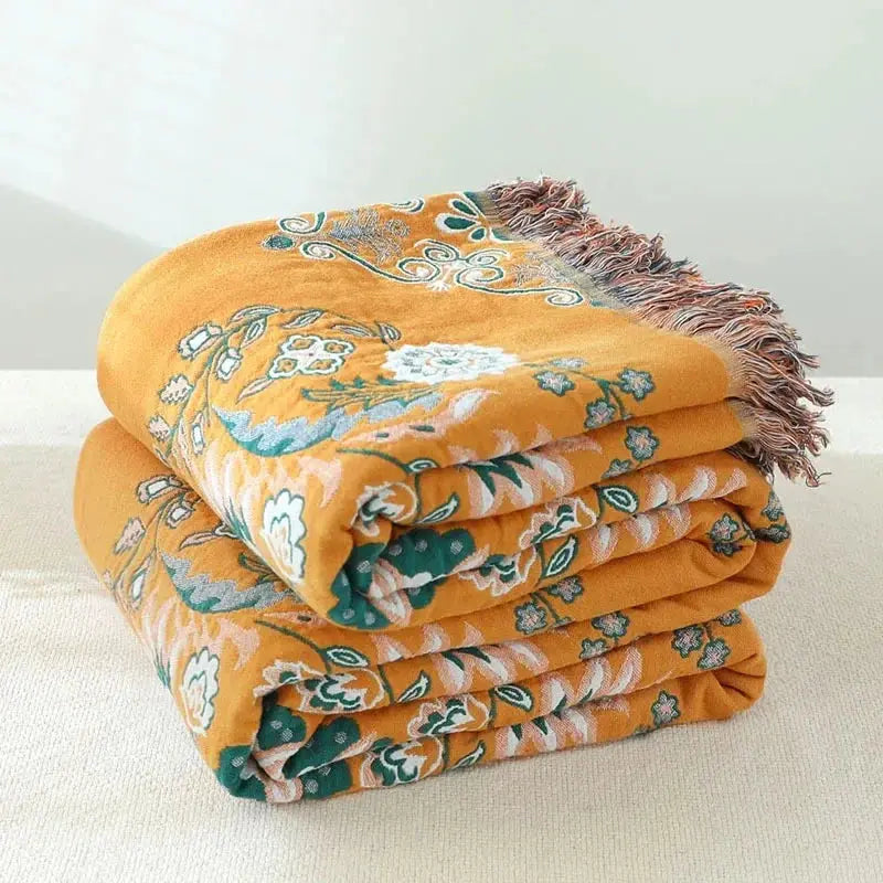 Cobertor de cama laranja estampado