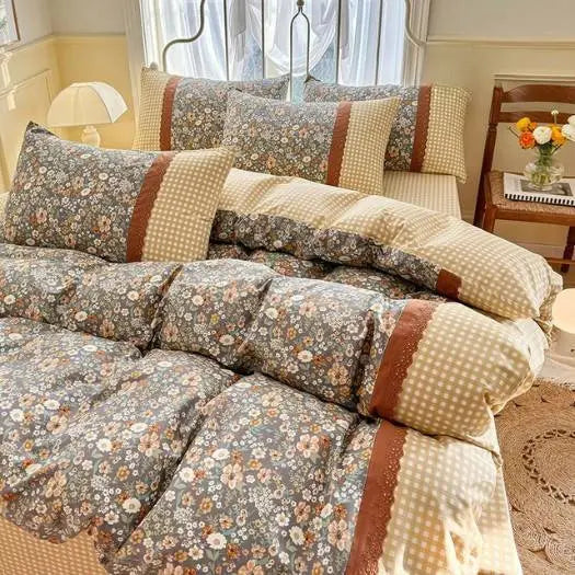 Conjunto Capa de Edredom Floral com 3 Peças Amaritta