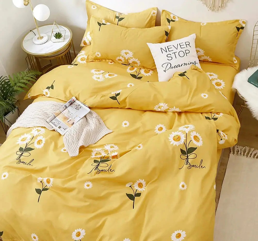 Conjunto de Cama Casal com Estampa de Girassóis Amaritta