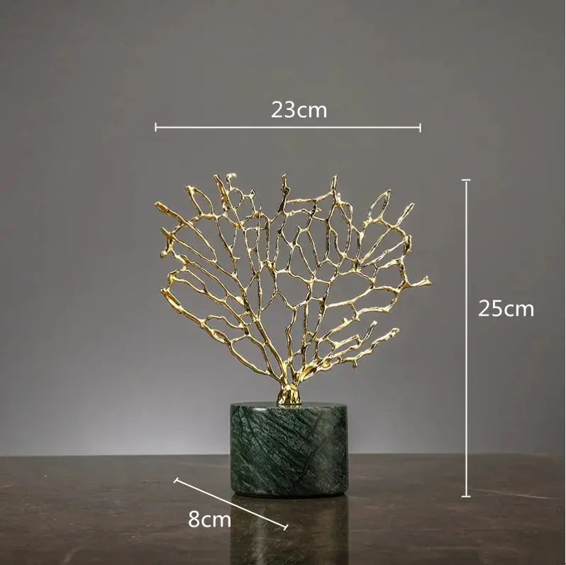 Estatueta Decorativa em Formato de Coral com Base de Vidro Amaritta