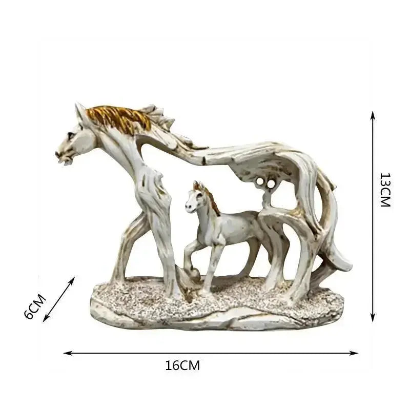 Estatueta de Resina Cavalo e Potro Correndo Amaritta