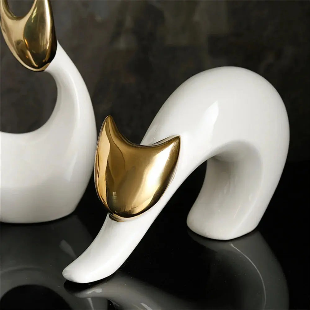 Estatuetas Decorativas Gatos Abstratos em Ceramica Amaritta
