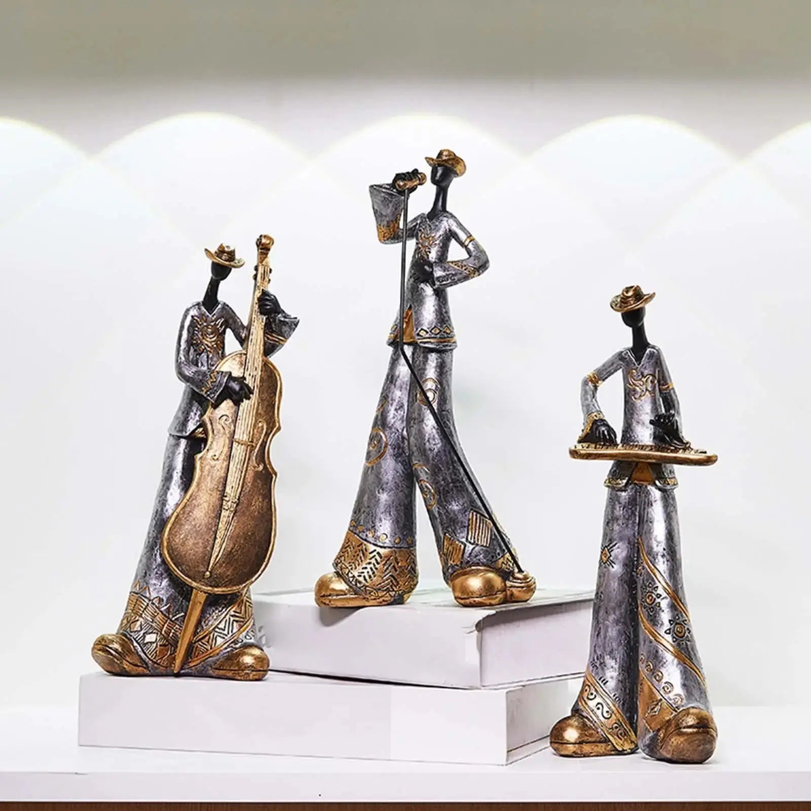 Estatuetas Decorativas de Banda Musical em Resina Amaritta