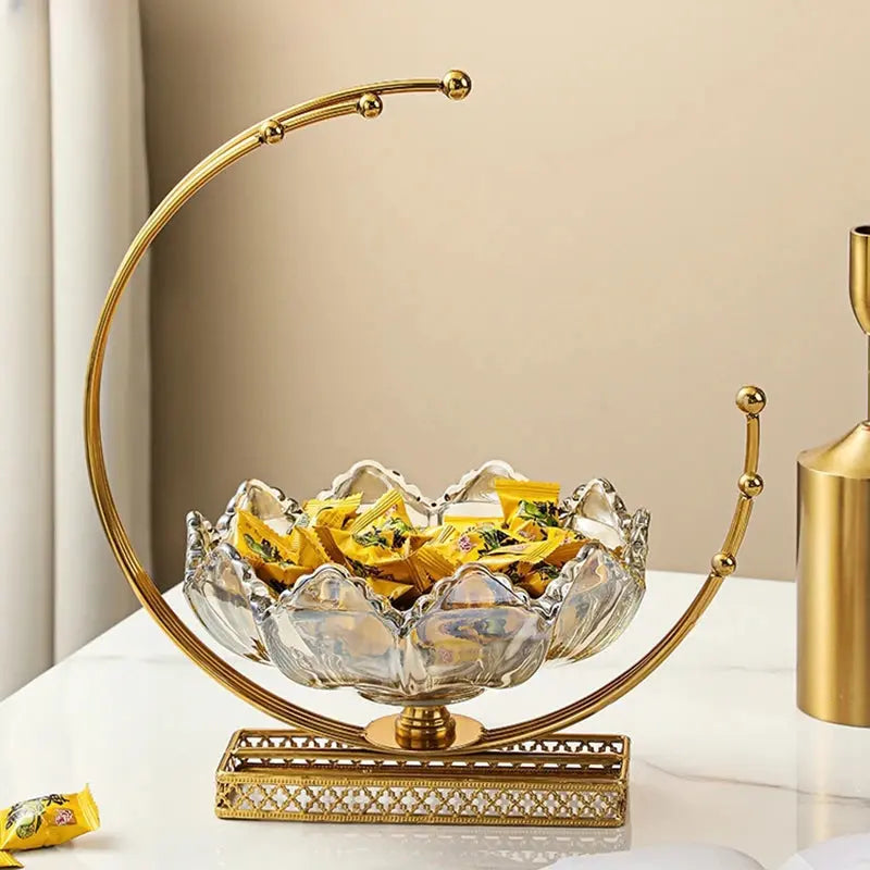 Fruteira de Mesa com Suporte Dourado Elegante Casamarella