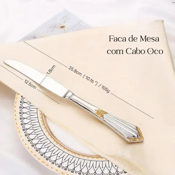 Jogo de Talheres Clássico Imperial com Detalhes Dourados