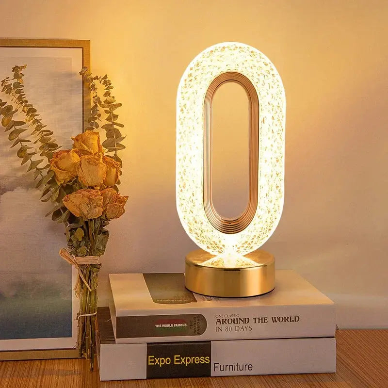 Luminária de Cabeceira LED Oval de Cristal com 3 Cores Casamarella