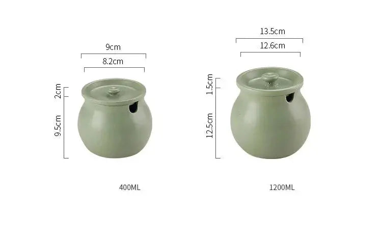 Pote de Cerâmica com Tampa e Colher para Temperos Casamarella