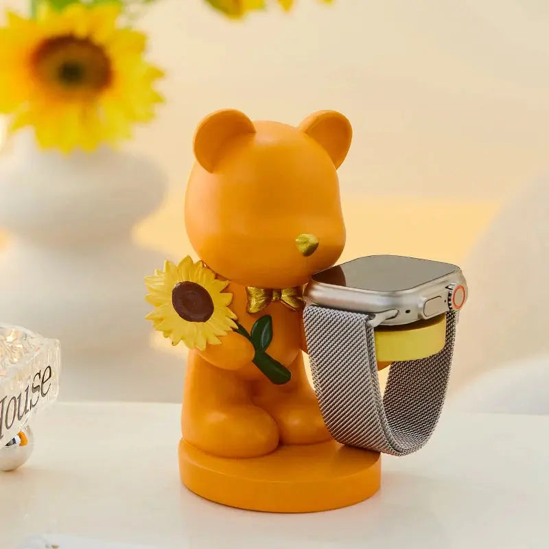 Suporte Criativo Urso com Girassol para Smart Watch Casamarella