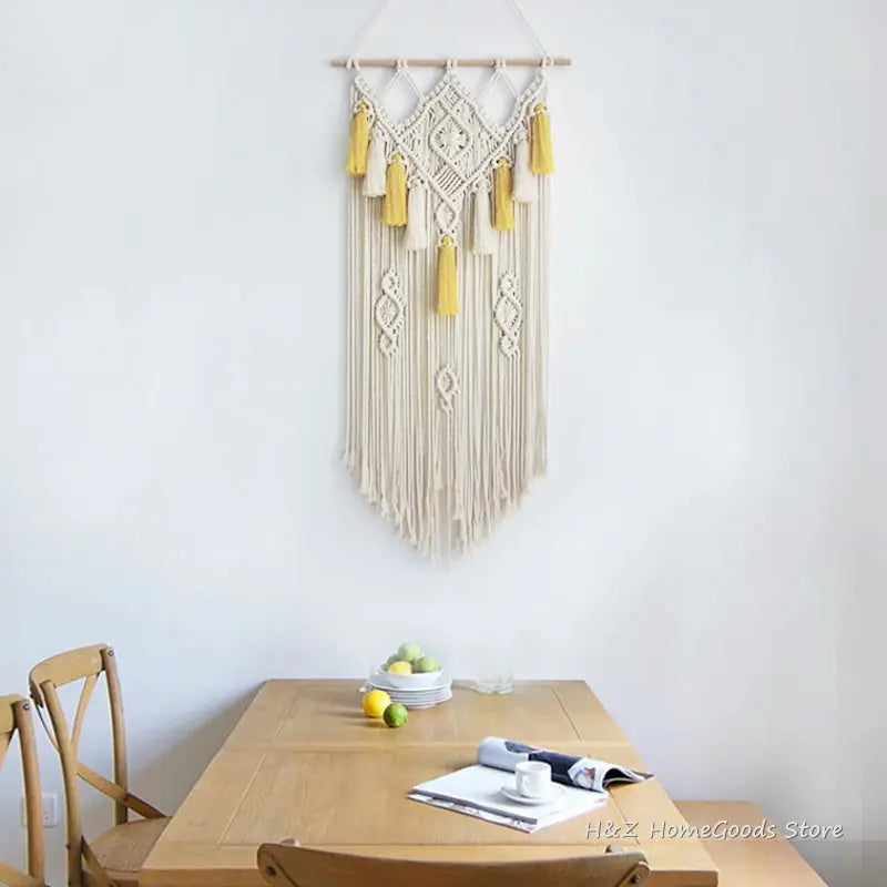 Tapeçaria de Parede de Macramê com Borlas Amaritta