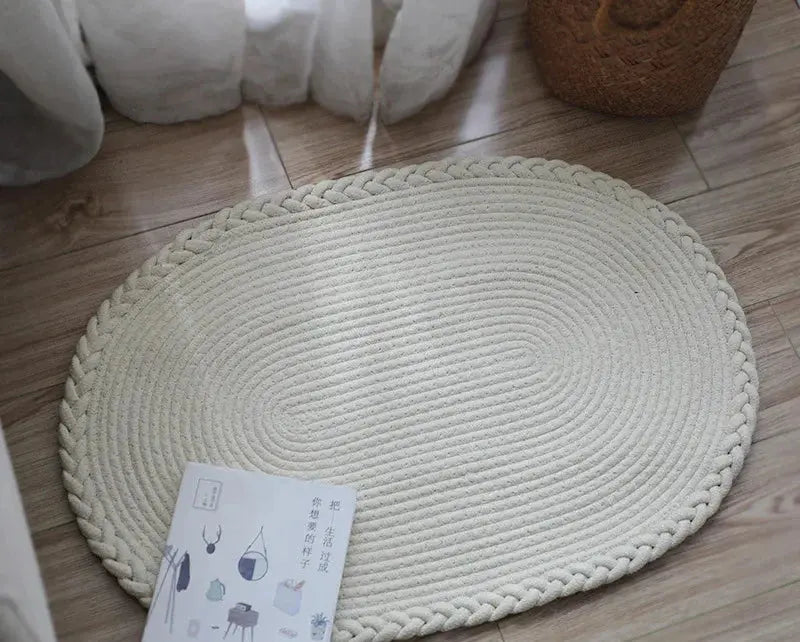 Tapete Oval Antiderrapante para Porta de Entrada 100% Algodão Amaritta