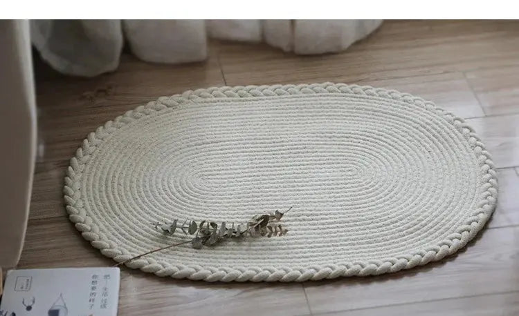 Tapete Oval Antiderrapante para Porta de Entrada 100% Algodão Casamarella