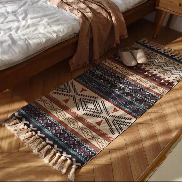 Tapete de Cabeceira Estilo Étnico ao lado da cama