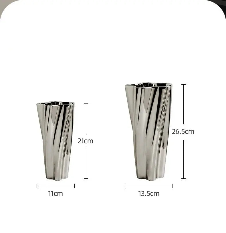 Vaso de Flores Artificiais Luxuoso com Design em Linhas Curvas Casamarella