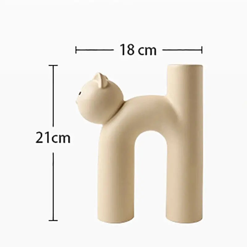 Vaso de Flores Criativo de Cerâmica em Formato de Gato Casamarella
