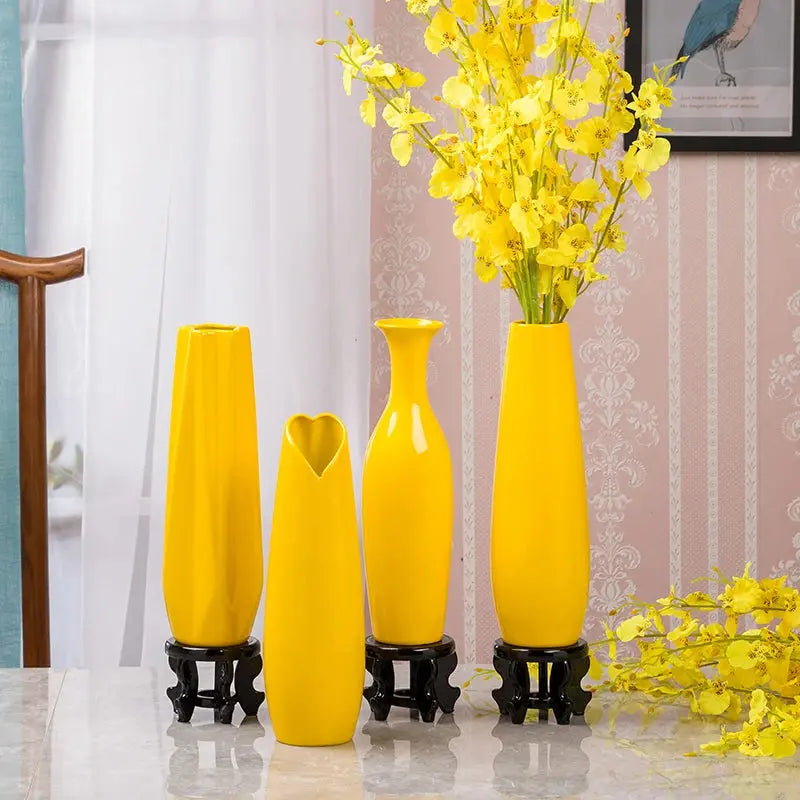 Vasos de Cerâmica Amarelos Design Moderno Casamarella