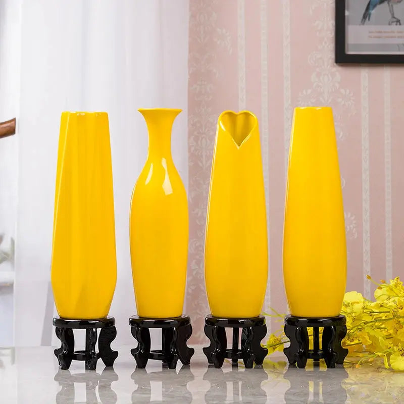Vasos de Cerâmica Amarelos Design Moderno Casamarella