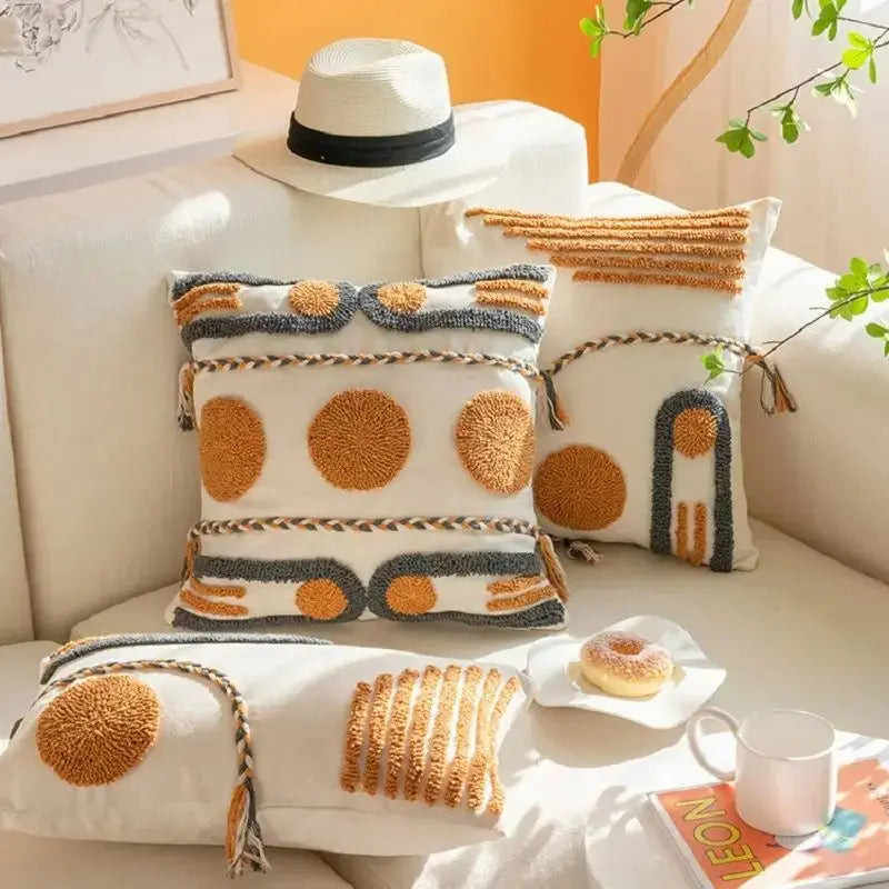 Capa de Almofada Decorativa Estilo Boêmio Bordada 45x45cm Casamarella