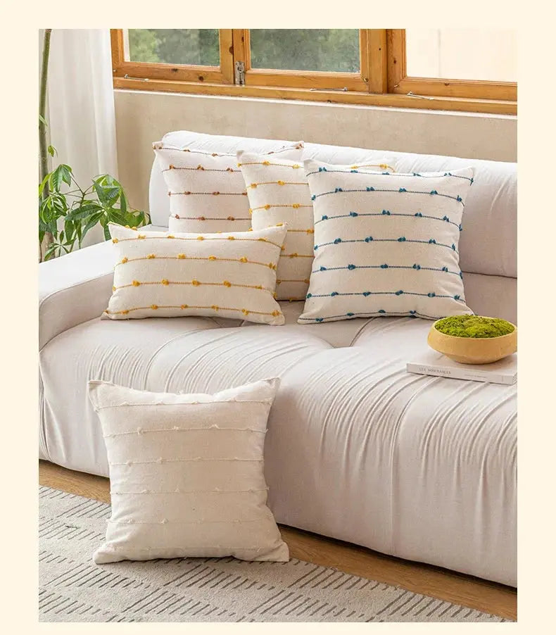Capa de Almofada Decorativa Listrada de Algodão 