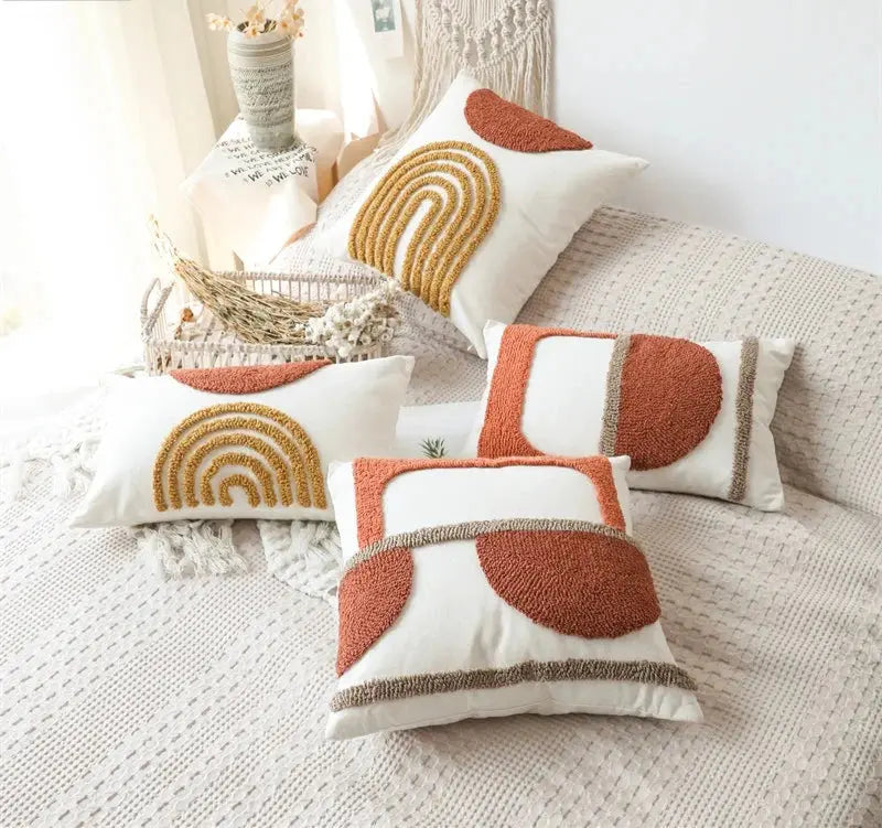Capa de Almofada de Veludo Tufada Bordada para Sala de Estar 