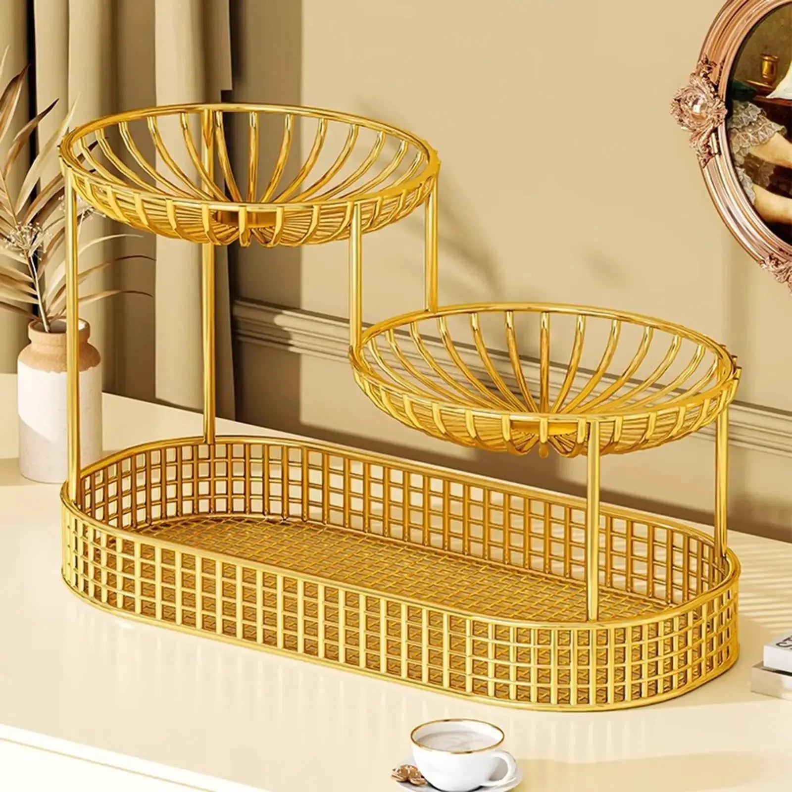 Cesta de Frutas de 3 Camadas Dourado Casamarella