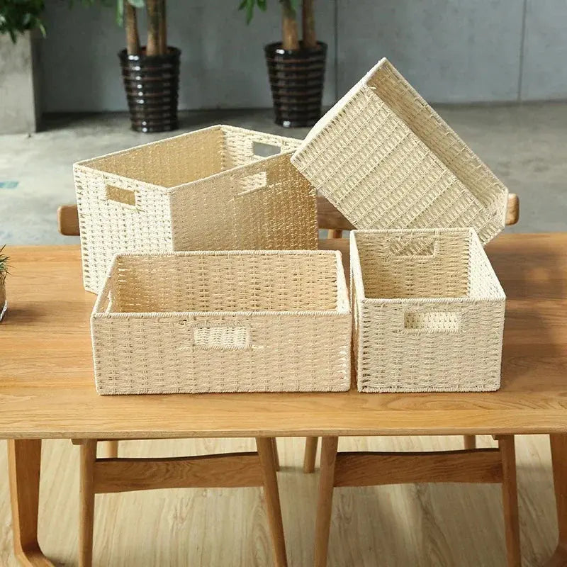 Cesto Organizador Multifuncional de Corda de Papel para Armários Casamarella