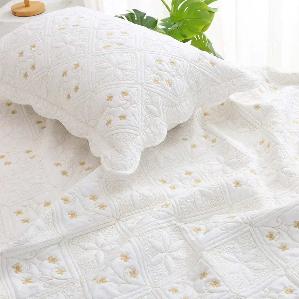 Colcha de Cama Bordada Luxuosa Estilo Europeu 100% algodão, 500 fios| Amaritta