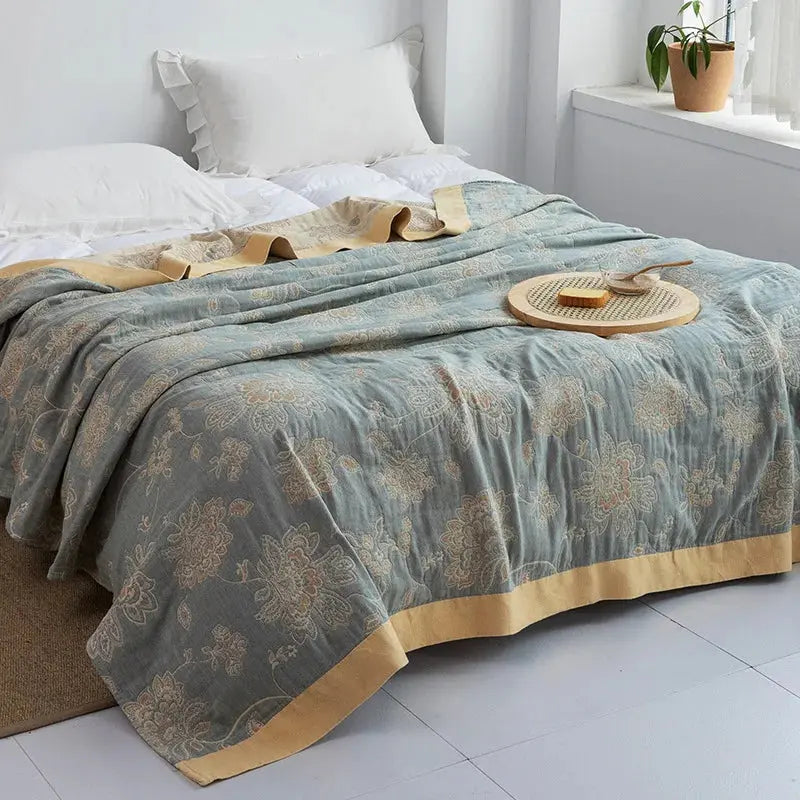 Colcha de Cama Floral Estilo Boêmio 100% Algodão Casamarella