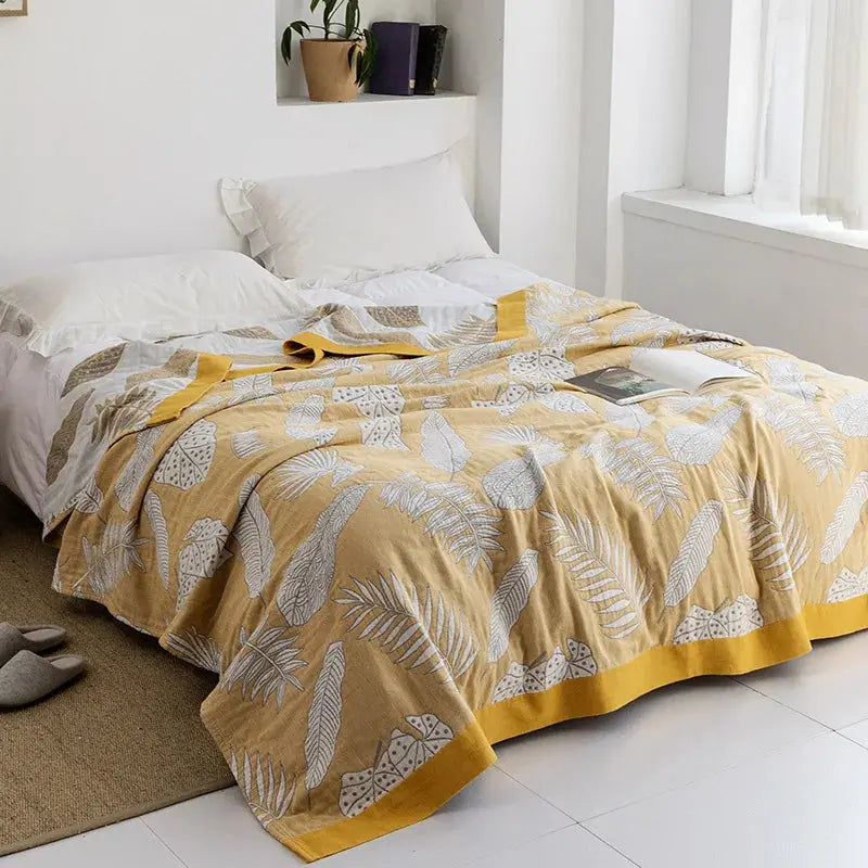 Colcha de Cama Refrescante Estilo Boêmio Estampa com folhas Amaritta