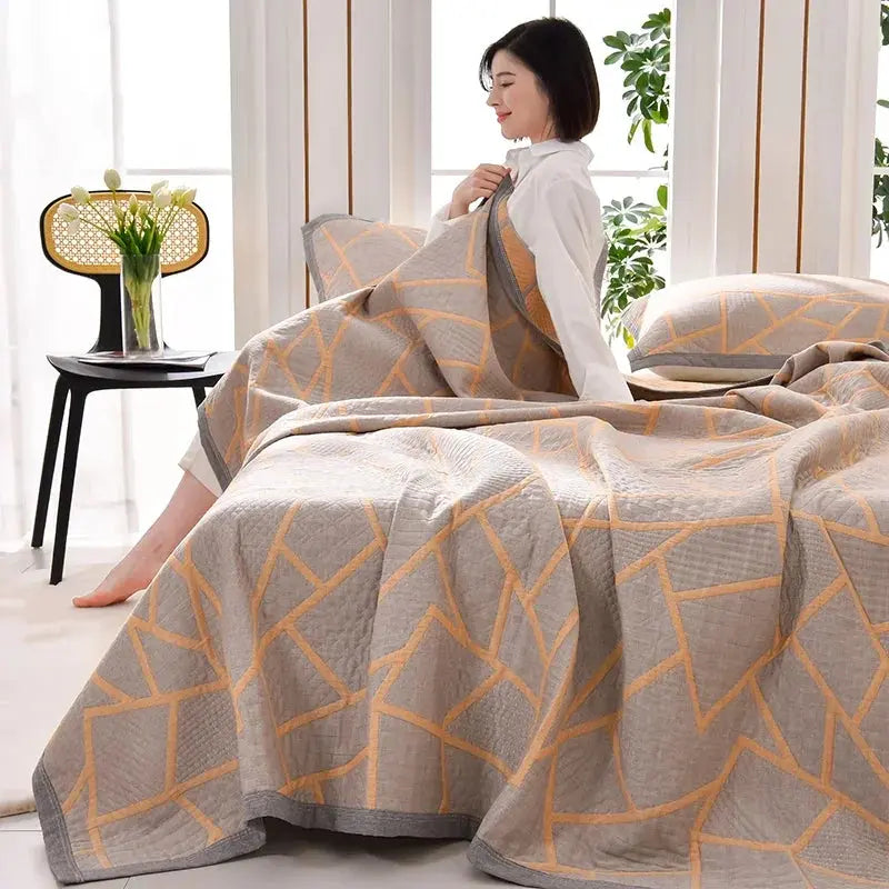 Colcha de Cama em Algodão Jacquard com Três Camadas| Amaritta