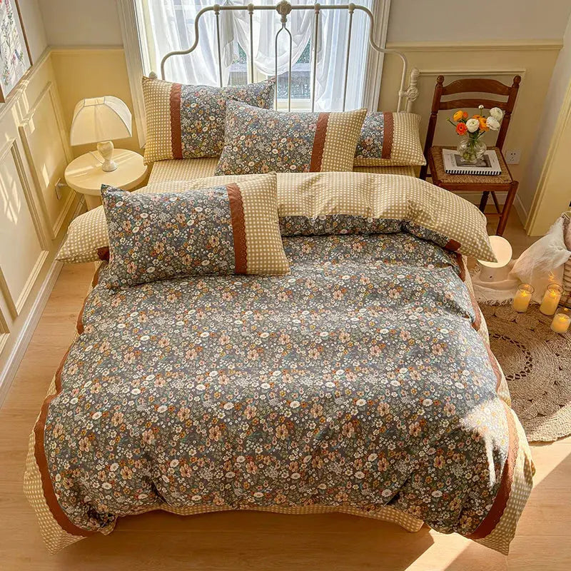 Conjunto Capa de Edredom Floral com 3 Peças Amaritta