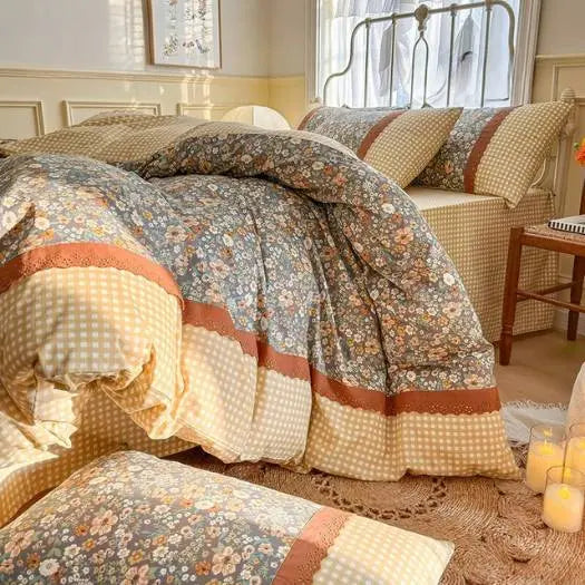 Conjunto Capa de Edredom Floral com 3 Peças Amaritta
