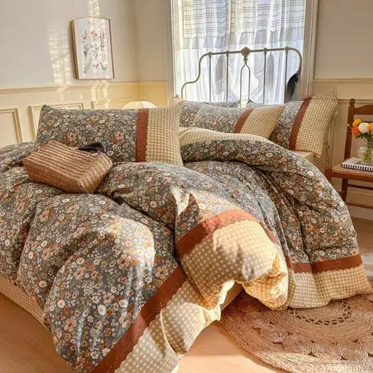 Conjunto Capa de Edredom Floral 3 peças Sem Enchimento Amaritta