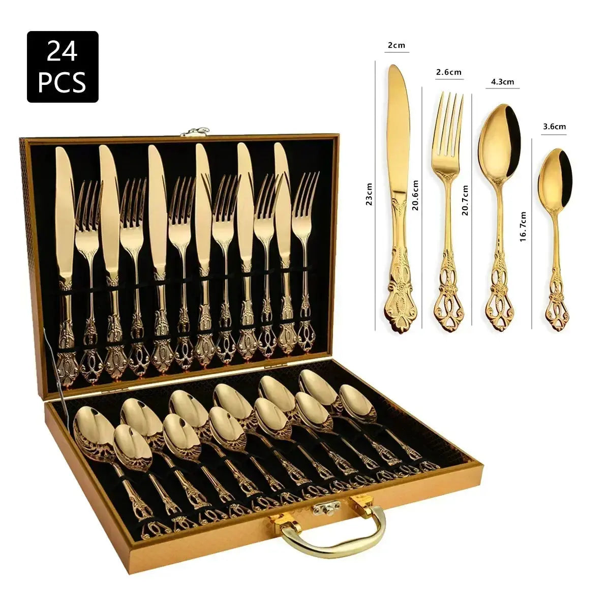 Conjunto de 24 Talheres Elegantes em Aço Inoxidável - Design Retrô Casamarella