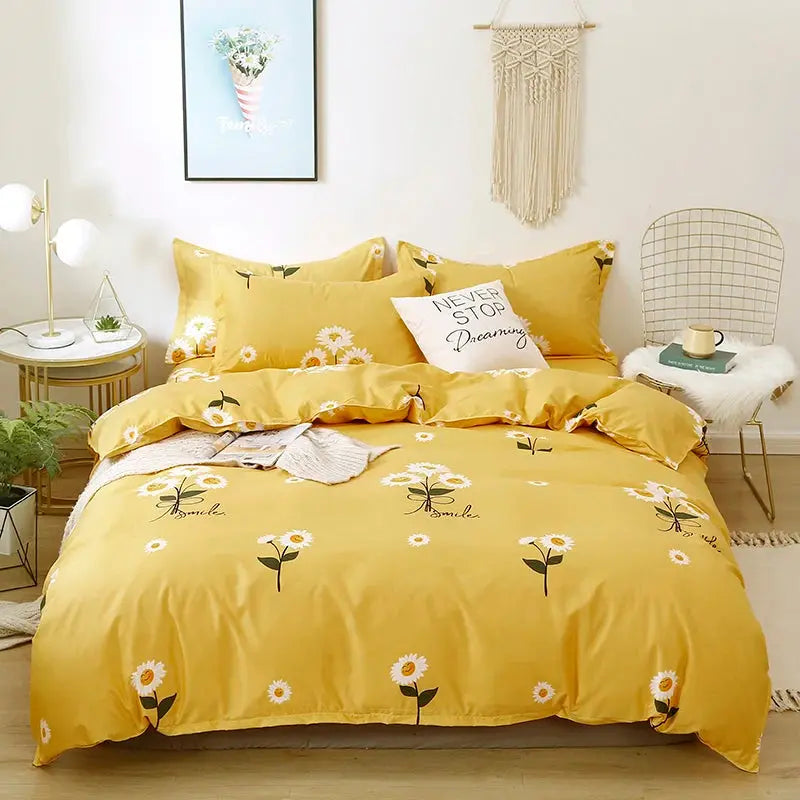 Conjunto de Cama Casal com Estampa de Girassóis Amaritta