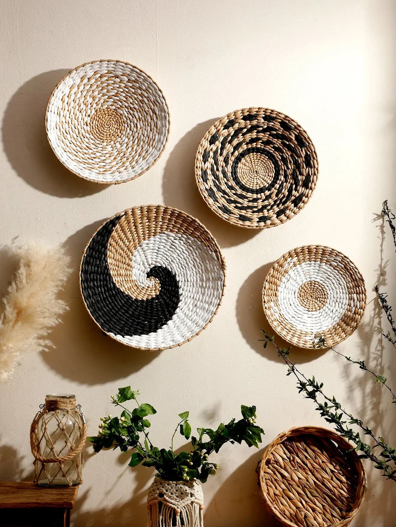 Conjunto de Mandalas de Palha Decorativas Amaritta