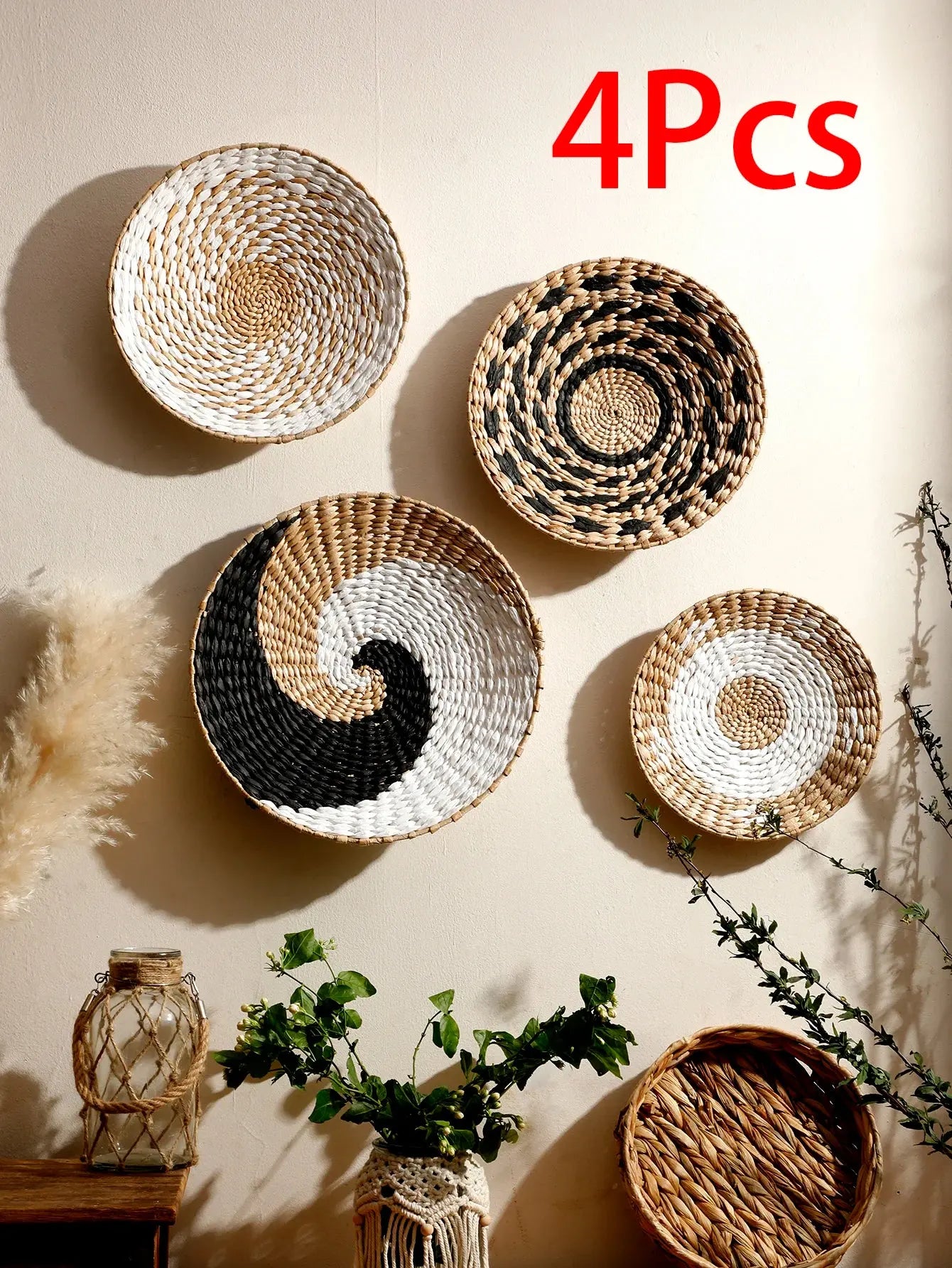 Conjunto de Mandalas de Palha Decorativas Amaritta