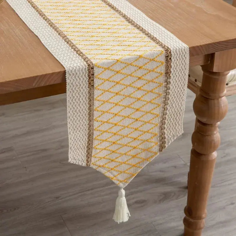 Corredor de Mesa de Algodão e Linho Tricotado Amaritta