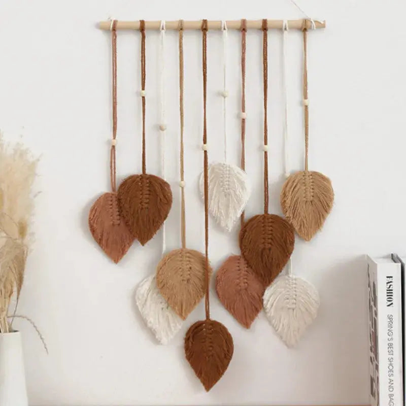 Decoração de Parede Macramê Folhas Trançadas Boho AMaritta