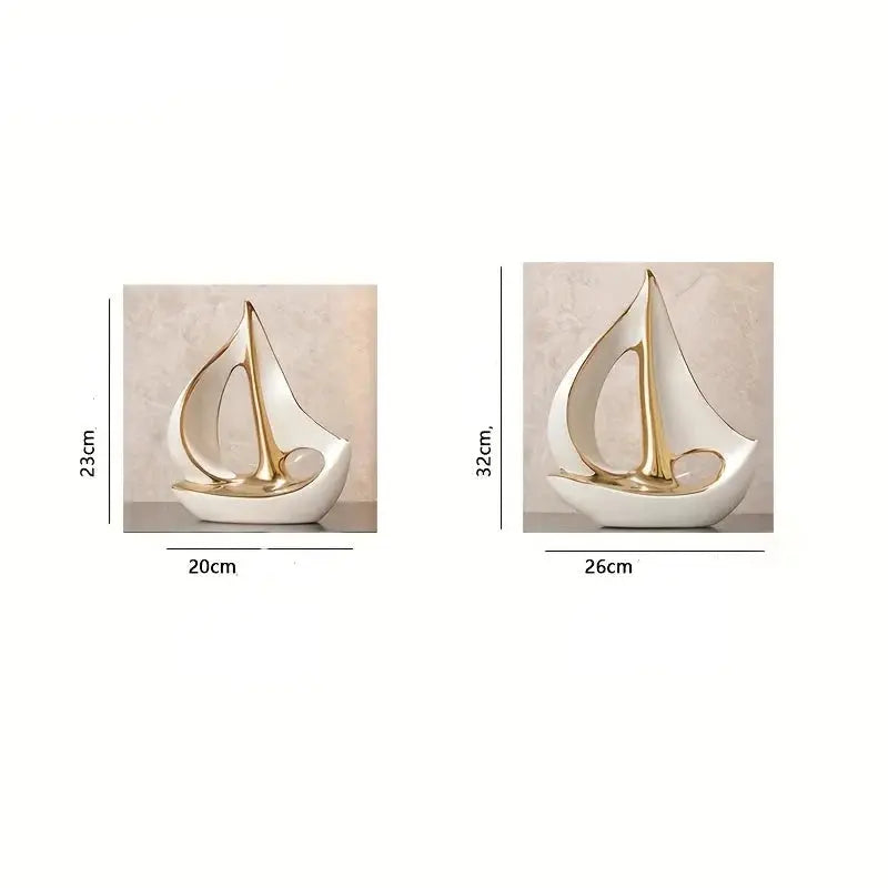 Escultura de Veleiro de Luxo em Cerâmica Casamarella