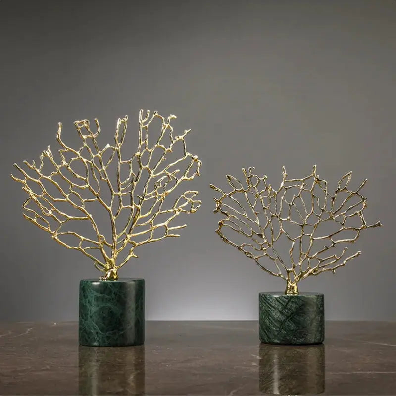 Estatueta Decorativa em Formato de Coral com Base de Vidro Amaritta