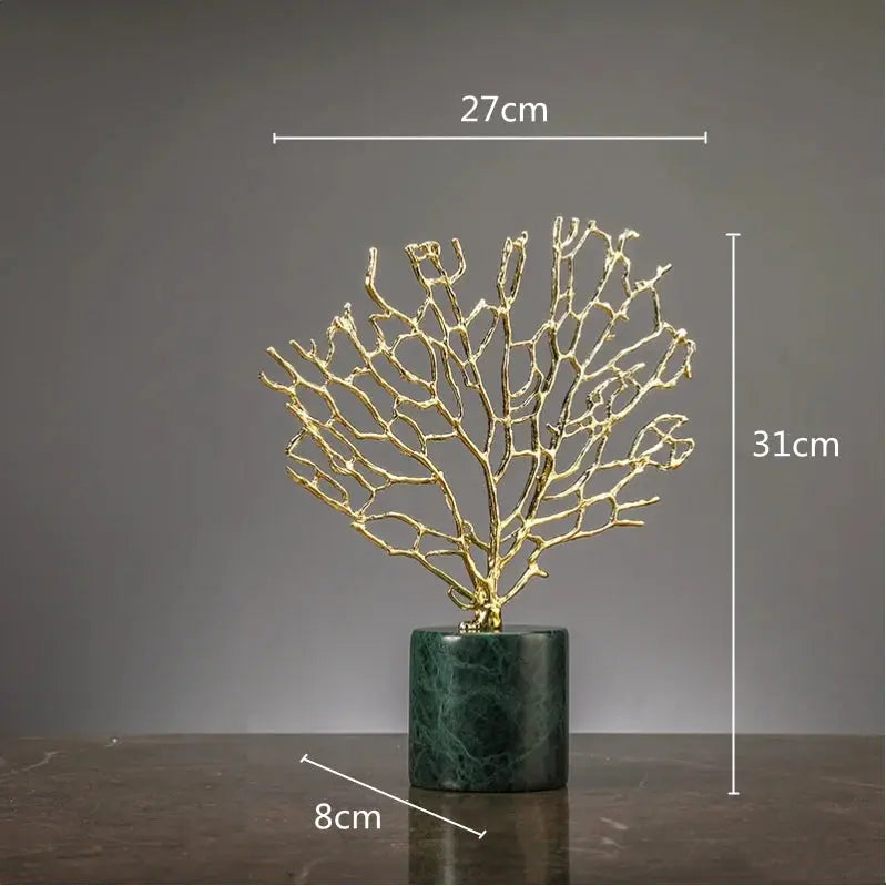 Estatueta Decorativa em Formato de Coral com Base de Vidro Amaritta