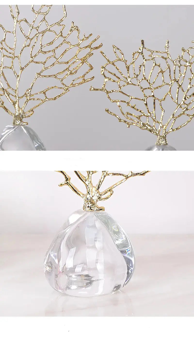Estatueta Decorativa em Formato de Coral com Base de Vidro Amaritta