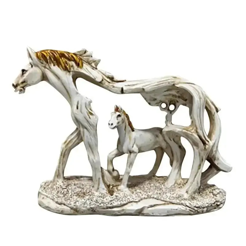 Estatueta de Resina Cavalo e Potro Correndo Amaritta