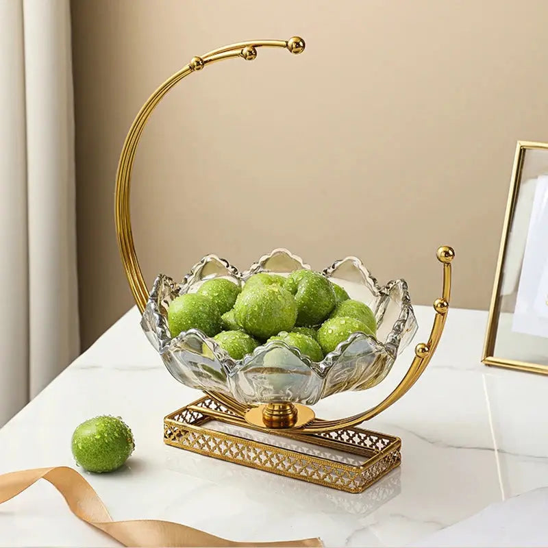Fruteira de Mesa com Suporte Dourado Elegante Casamarella