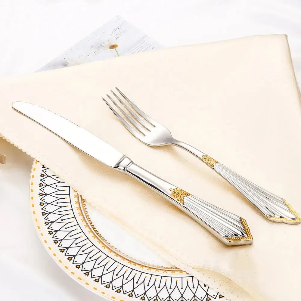 Conjunto de Talheres banhados a ouro de Luxo, 