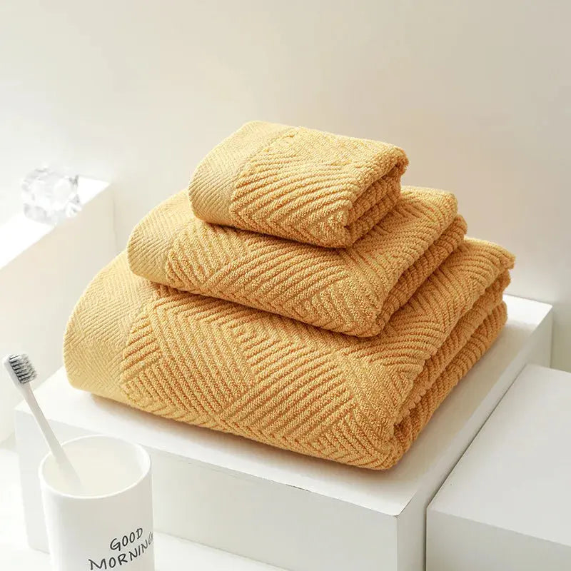 Kit de 3 Toalhas de Algodão com Design Geométrico 
