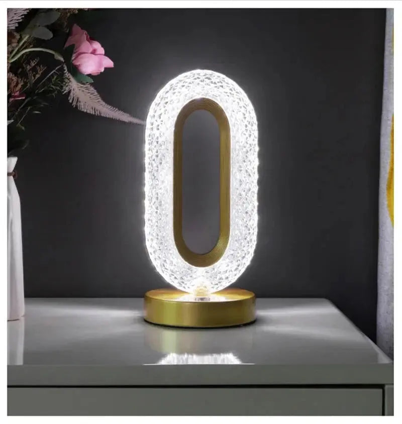 Luminária de Cabeceira LED Oval  de Cristal com 3 Cores Casamarella